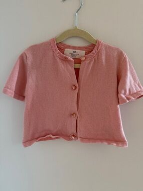 H&M Dusty Pink Short-Sleeve Knit Cardigan